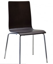 Carlos Chair. Ply Shell. Chrome 4 Leg. Walnut